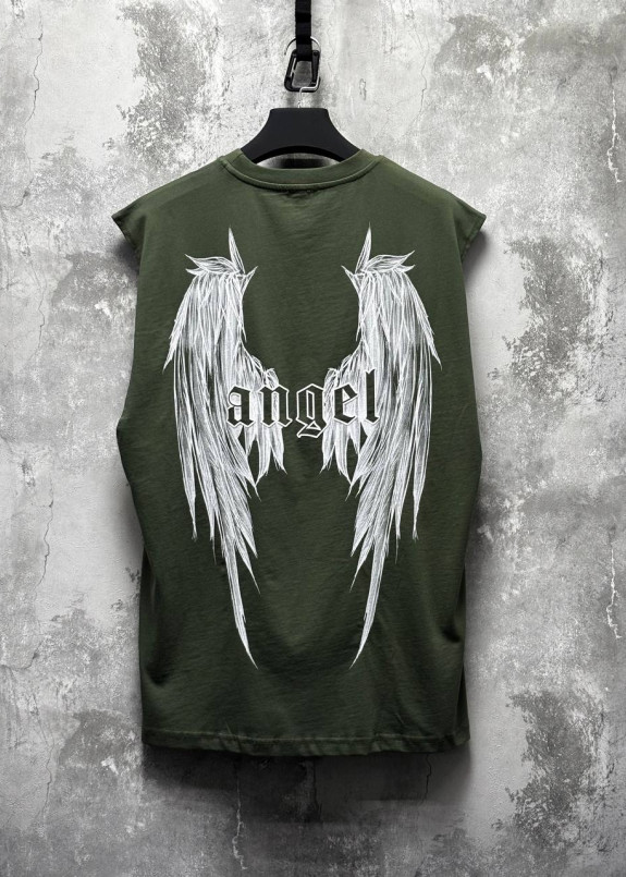 Безрукавка вільного крою з принтом angel хакі MFStore Изображение Безрукавка вільного крою з принтом angel хакі MFStore