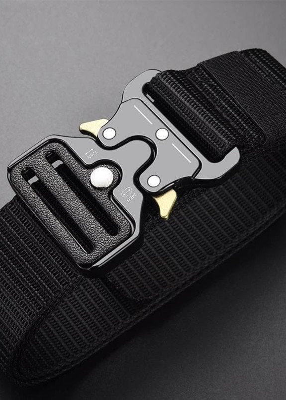 Стильний текстильний ремінь на металевій застібці чорний MFStore Изображение Стильний текстильний ремінь на металевій застібці чорний MFStore