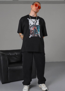 Футболка оверсайз з принтом чорна MFStore Изображение Футболка оверсайз з принтом чорна MFStore