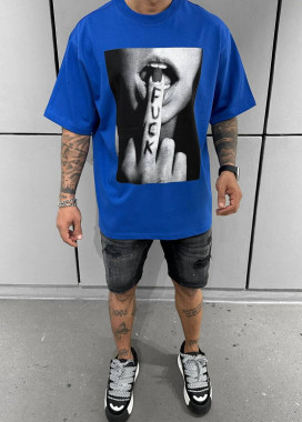 Футболка оверсайз з дівчиною fuck синя MFStore Изображение Футболка оверсайз з дівчиною fuck синя MFStore