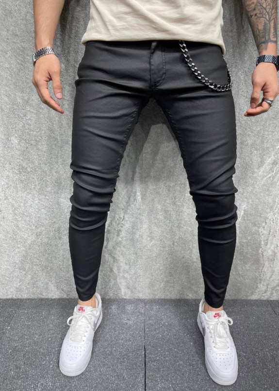 Джинсы узкие черные вощеные с цепочкой Mfstore Изображение Джинсы узкие черные вощеные с цепочкой Mfstore