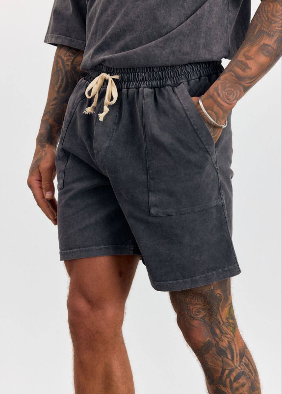 Стильні шорти вільного крою виварені темно-сірі MFStore Изображение Стильні шорти вільного крою виварені темно-сірі MFStore