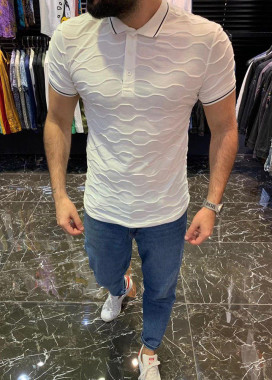 Поло белое с узором MFStore Изображение Поло белое с узором MFStore