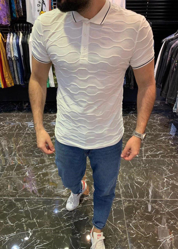 Поло белое с узором MFStore Изображение Поло белое с узором MFStore