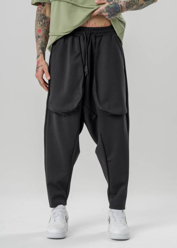 Штани вільного крою галіфе з накладними карманами чорні MFStore Изображение Штани вільного крою галіфе з накладними карманами чорні MFStore