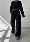Костюм оверсайз жіночий з брюками і світшотом чорний MFStore Изображение Костюм оверсайз жіночий з брюками і світшотом чорний MFStore