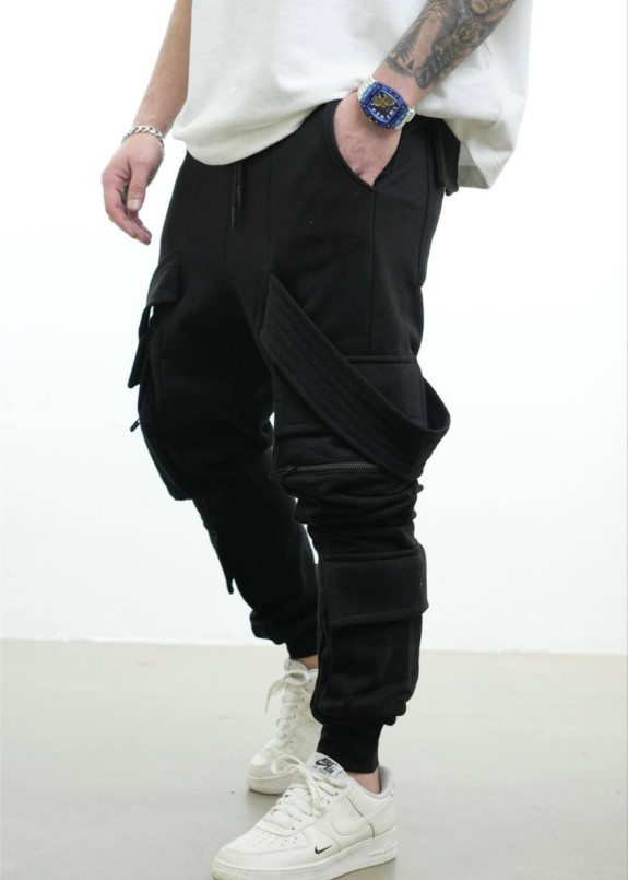 Дизайнерські карго галіфе з лампасами чорні MFStore Изображение Дизайнерські карго галіфе з лампасами чорні MFStore