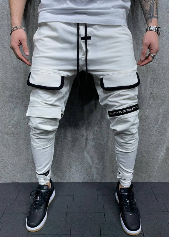 Брюки спортивные белые с разметкой выше колена MFStore Изображение Брюки спортивные белые с разметкой выше колена MFStore