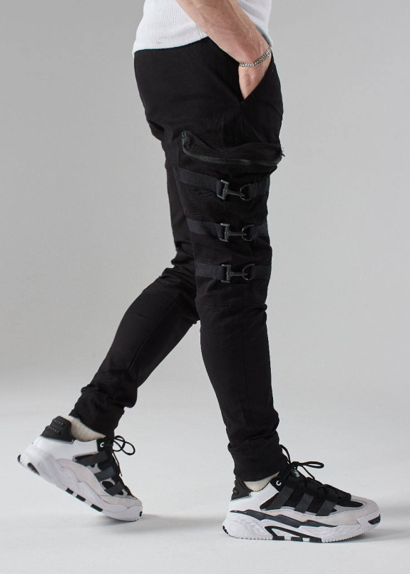 Джоггери карго чоловічі зі стропами чорні MFStore Изображение Джоггери карго чоловічі зі стропами чорні MFStore
