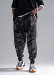 Штани вільного крою з малюнками на манжеті чорні MFStore Изображение Штани вільного крою з малюнками на манжеті чорні MFStore