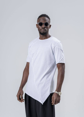 Футболка дизайнерська асиметрична біла MFStore Изображение Футболка дизайнерська асиметрична біла MFStore