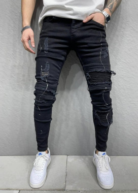 Джинсы с краской и рифлеными вставками MFStore Изображение Джинсы с краской и рифлеными вставками MFStore