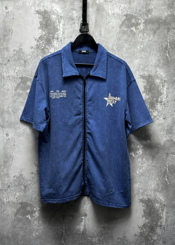 Сорочка оверсайз виварена на блискавці синя MFStore Изображение Сорочка оверсайз виварена на блискавці синя MFStore