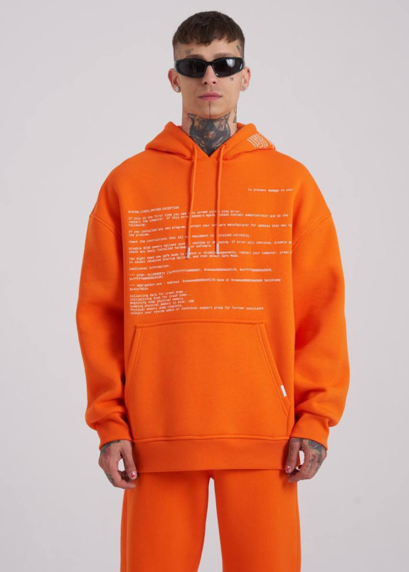 Худі чоловічий оверсайз з текстом помаранчевий MFStore Изображение Худі чоловічий оверсайз з текстом помаранчевий MFStore