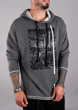 Худи с принтом крест на спине MFStore Изображение Худи с принтом крест на спине MFStore