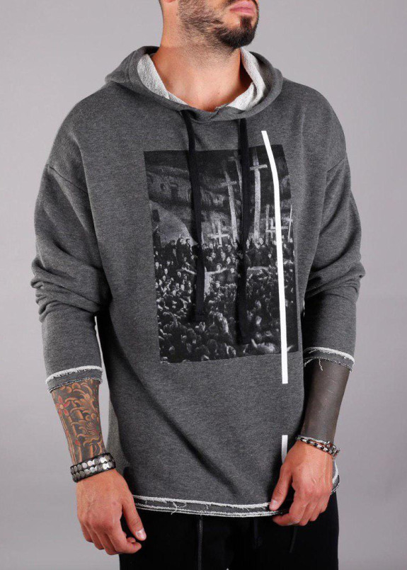 Худи с принтом крест на спине MFStore Изображение Худи с принтом крест на спине MFStore