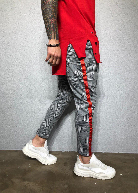 Стильные серые брюки с лампасами Mfstore Изображение Стильные серые брюки с лампасами Mfstore