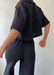 Изображение Костюм вільного крою жіночий зі штанами та рубашкою чорний MFStore