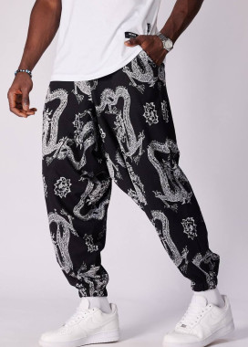 Штани вільного крою галіфе з драконами чорні MFStore Изображение Штани вільного крою галіфе з драконами чорні MFStore