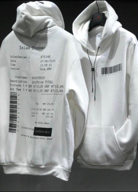 Худи белое с принтом штрих кода MFStore Изображение Худи белое с принтом штрих кода MFStore