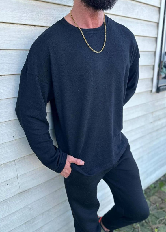 Стильний лонгслів вільного крою чорний MFStore Изображение Стильний лонгслів вільного крою чорний MFStore