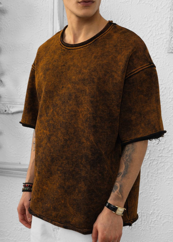 Футболка оверсайз з необробленими кроями градієнт коричнева MFStore Изображение Футболка оверсайз з необробленими кроями градієнт коричнева MFStore