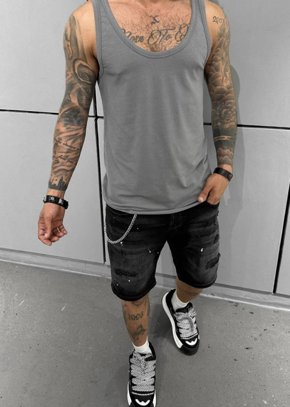 Майка вільного кроя з необроблем низом сіра MFStore Изображение Майка вільного кроя з необроблем низом сіра MFStore