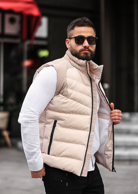 Жилетка бежева зі вставками на плечах MFStore Изображение Жилетка бежева зі вставками на плечах MFStore