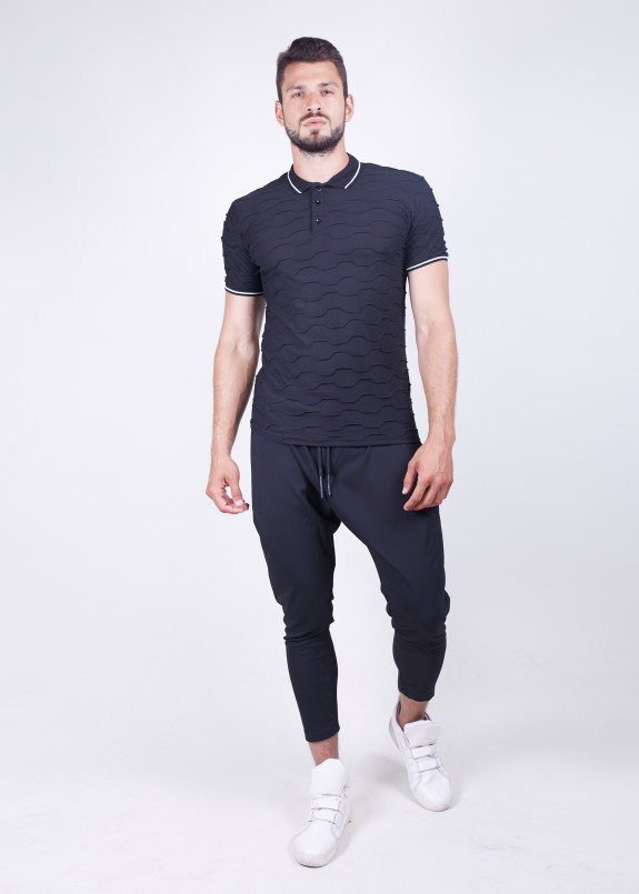 Поло черное с узором MFStore Изображение Поло черное с узором MFStore