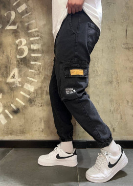 Джоггери карго з вишивкою на кармані сірі MFStore Изображение Джоггери карго з вишивкою на кармані сірі MFStore