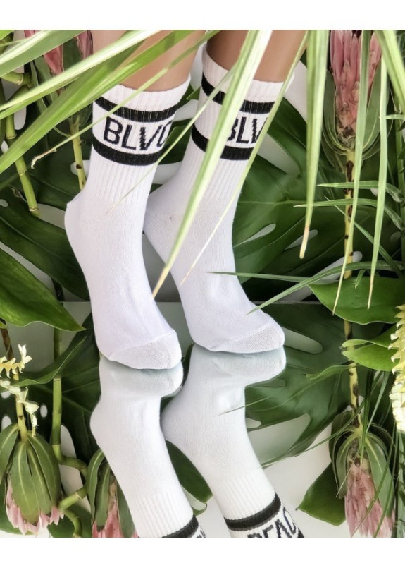 Носки женские принт BLVCK LIMIT белые She Black Limit Изображение Носки женские принт BLVCK LIMIT белые She Black Limit