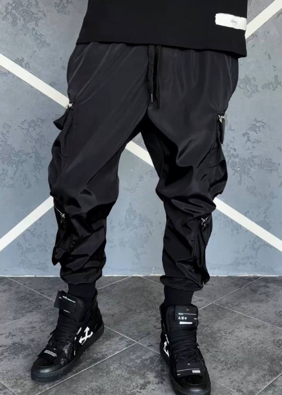 Джогери карго на манжетах чорні з накладними карманами MFStore Изображение Джогери карго на манжетах чорні з накладними карманами MFStore