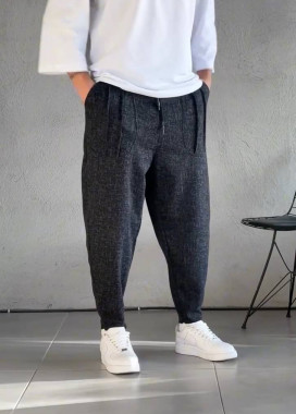 Штани вільного крою з сірим вкрапленням чорні MFStore Изображение Штани вільного крою з сірим вкрапленням чорні MFStore