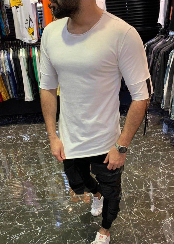 Мужская белая футболка с стропами MFStore Изображение Мужская белая футболка с стропами MFStore