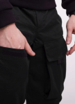 Изображение Зимние штаны карго на флисе мужские черные Один