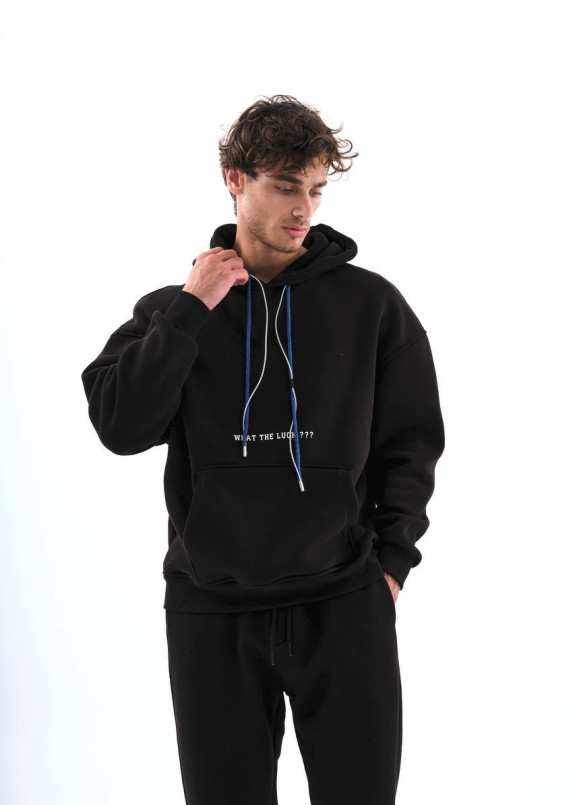 Худі оверсайз на флісі з текстом чорний MFStore Изображение Худі оверсайз на флісі з текстом чорний MFStore