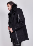Парка с черным мехом декорированная молниями MFStore Изображение Парка с черным мехом декорированная молниями MFStore
