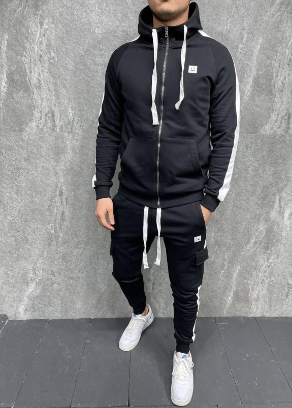 Костюм мужской с лампасами по бокам черный MFStore Изображение Костюм мужской с лампасами по бокам черный MFStore