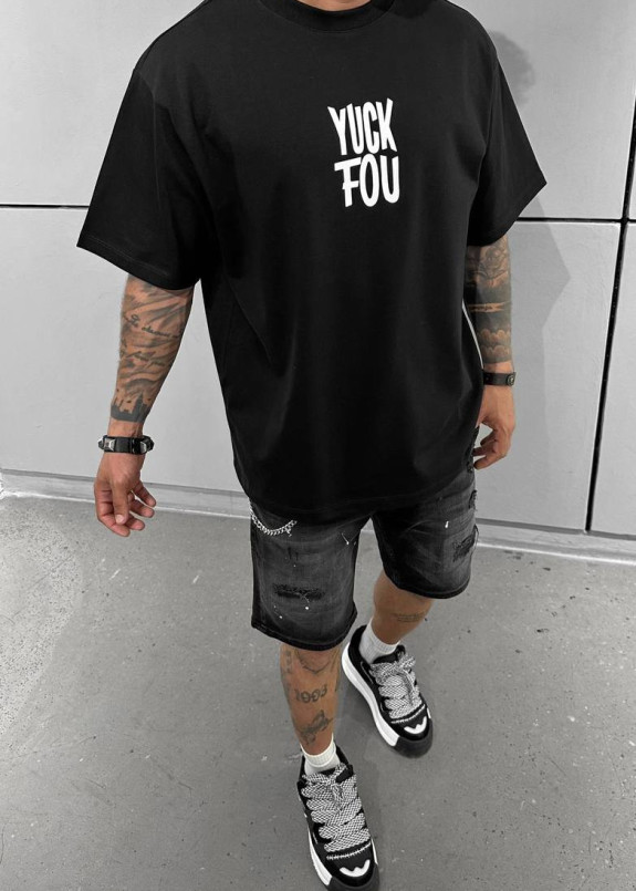 Футболка овесайз з принтом you чорна MFStore Изображение Футболка овесайз з принтом you чорна MFStore