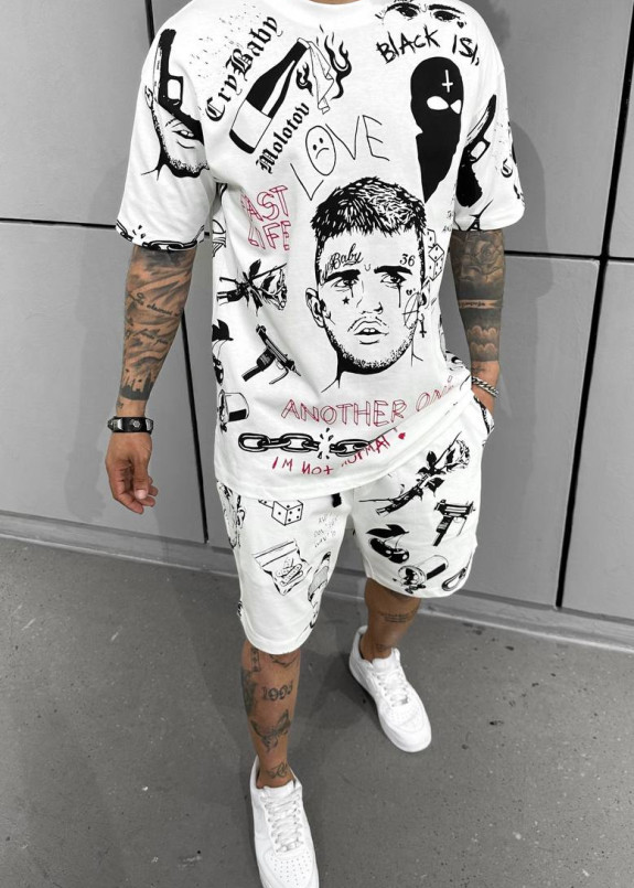 Костюм оверсайз з текcтом і принтами another one білий MFStore Изображение Костюм оверсайз з текcтом і принтами another one білий MFStore