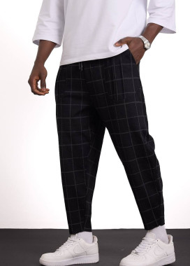 Стильні штани вільного крою в клітинку чорні MFStore Изображение Стильні штани вільного крою в клітинку чорні MFStore