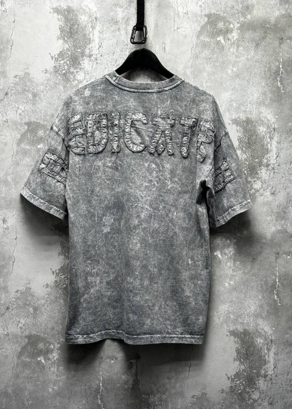 Оверсайз футболка виварена з нашивкою dedicated сіра світла MFStore Изображение Оверсайз футболка виварена з нашивкою dedicated сіра світла MFStore