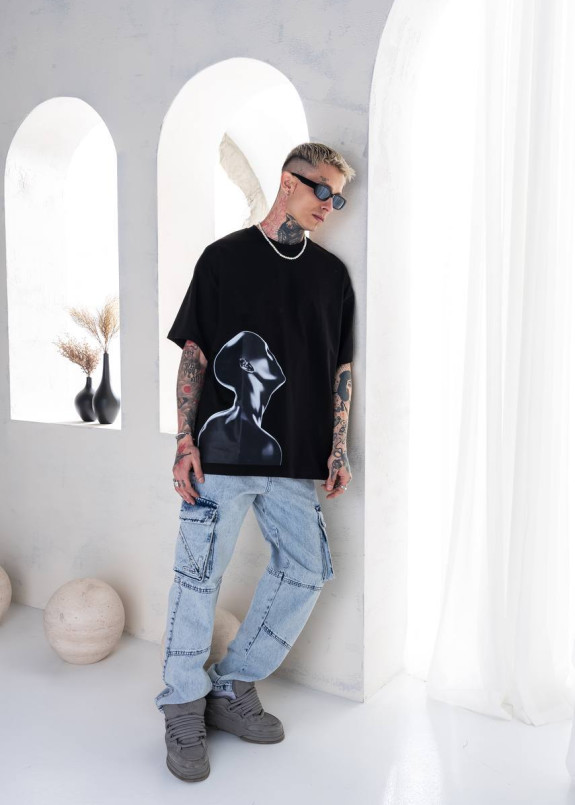 Футболка оверсайз з текстом і принтом чорна MFStore Изображение Футболка оверсайз з текстом і принтом чорна MFStore