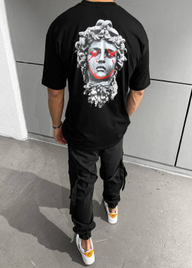 Футболка оверсайз с арт принтом смайл чорна MFStore Изображение Футболка оверсайз с арт принтом смайл чорна MFStore