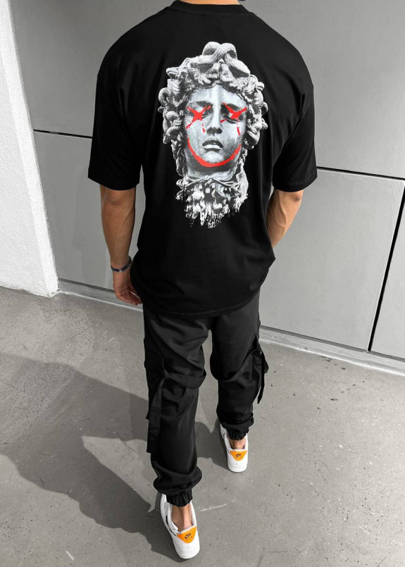 Футболка оверсайз с арт принтом смайл чорна MFStore Изображение Футболка оверсайз с арт принтом смайл чорна MFStore