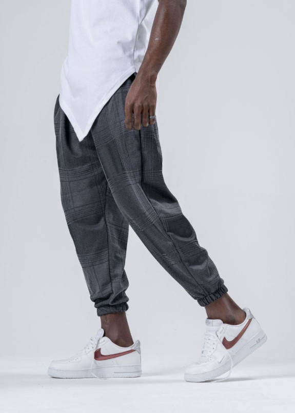 Штани вільного крою сірого кольору клітчаті MFStore Изображение Штани вільного крою сірого кольору клітчаті MFStore