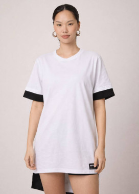 Стильна дизайнерська футболка з подовженою спинкою унісекс біла MFStore Изображение Стильна дизайнерська футболка з подовженою спинкою унісекс біла MFStore