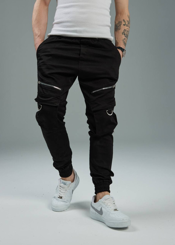 Джогери карго чоловічі з блискавками над карманами чорні MFStore Изображение Джогери карго чоловічі з блискавками над карманами чорні MFStore