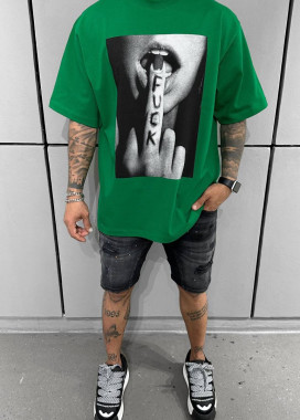 Футболка оверсайз з дівчиною fuck зелена MFStore Изображение Футболка оверсайз з дівчиною fuck зелена MFStore