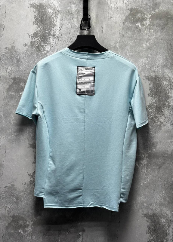 Футболка вільного крою дизайнерська з нашивкою блакитна MFStore Изображение Футболка вільного крою дизайнерська з нашивкою блакитна MFStore